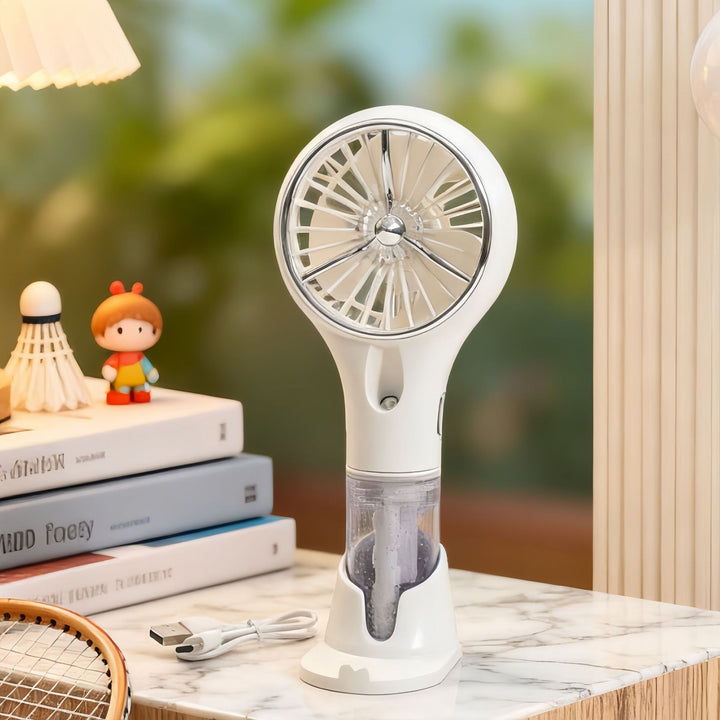 Ladies portable spray fan with USB charging function and ergonomic design Bowlift