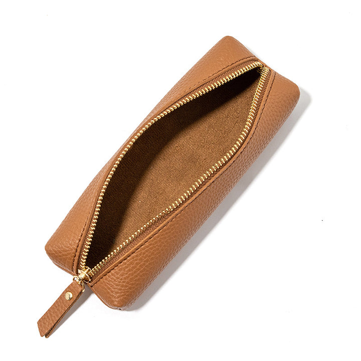 Premium Leather Zippered Pencil Case Bowlift
