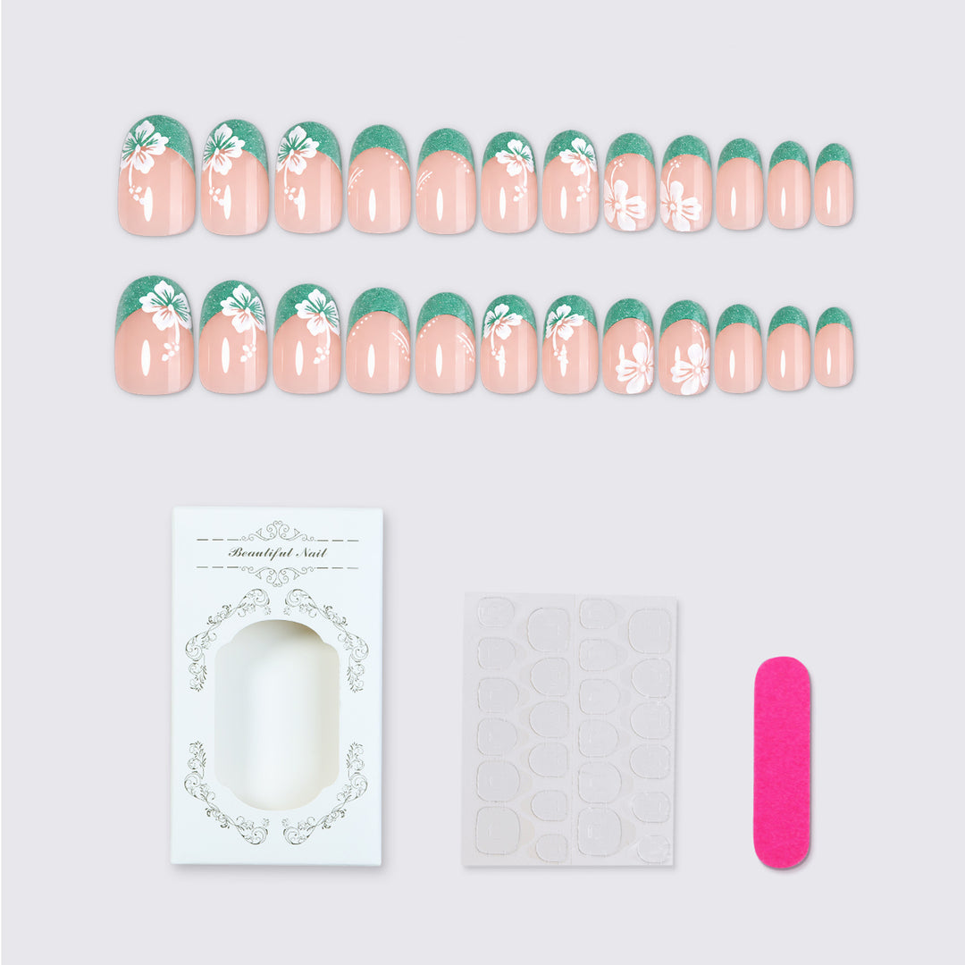 Artificial nail set with stylish floral accents Bowlift