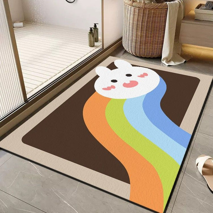 Cheerful Floral Message Bath Mat Bowlift