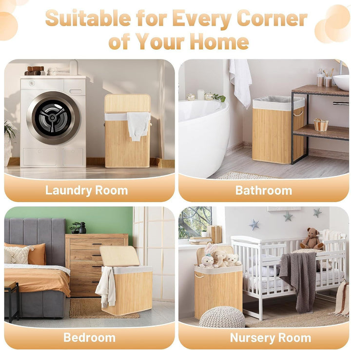 Large laundry basket with two compartments and removable lid Bowlift