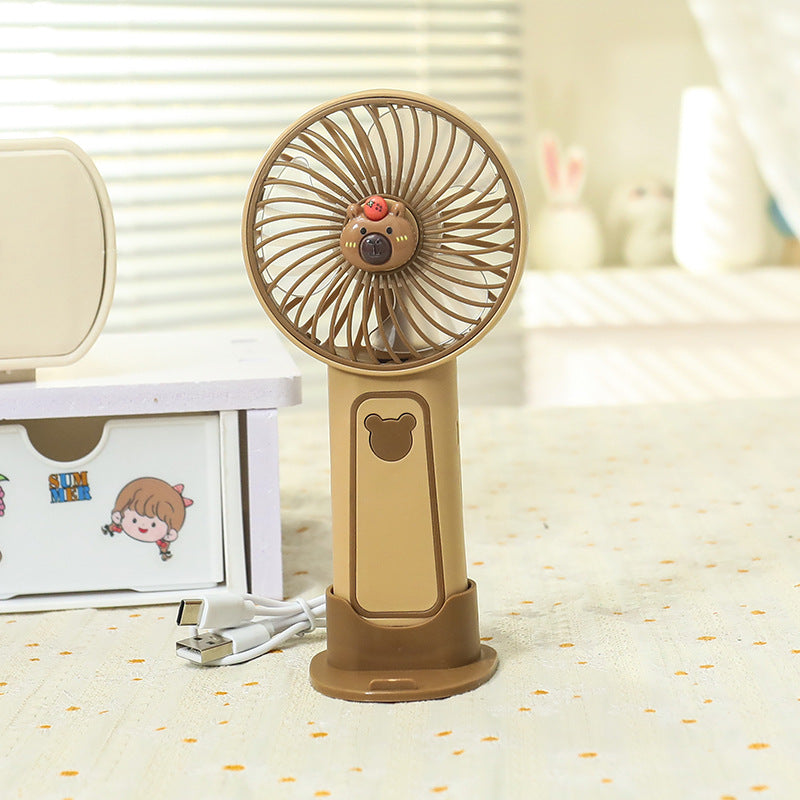 Women's Portable Mini Hand Fan with Ergonomic Handle and Cute Animal Design Bowlift
