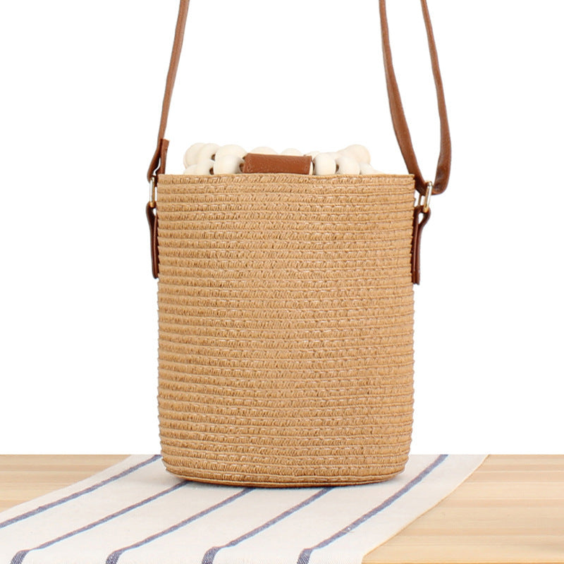 Handbag Made of High-Quality Woven Natural Material with Innovative Closure Bowlift