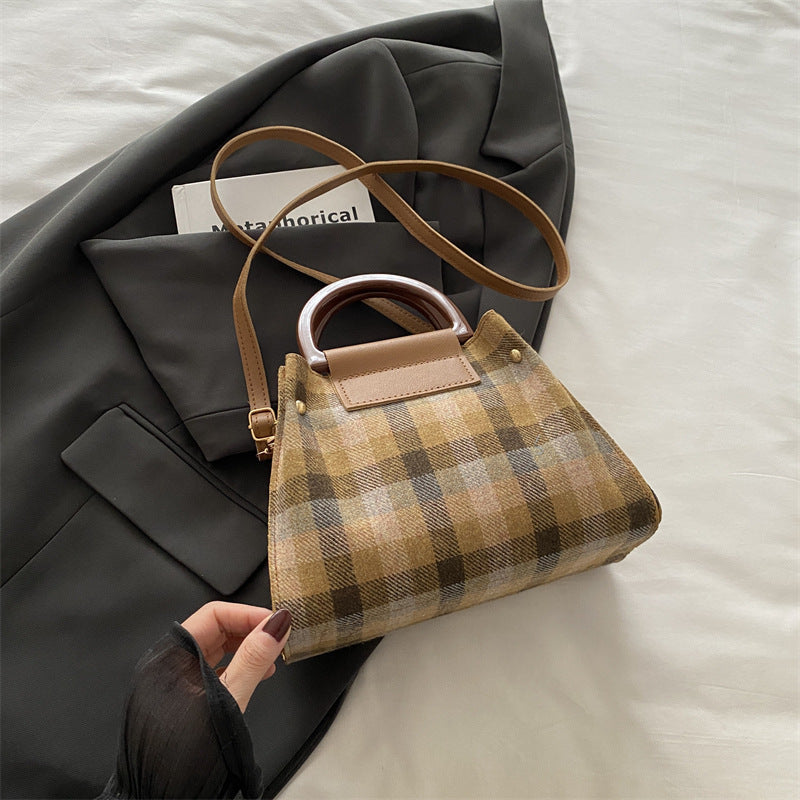 Plaid Structured Mini Handbag Bowlift