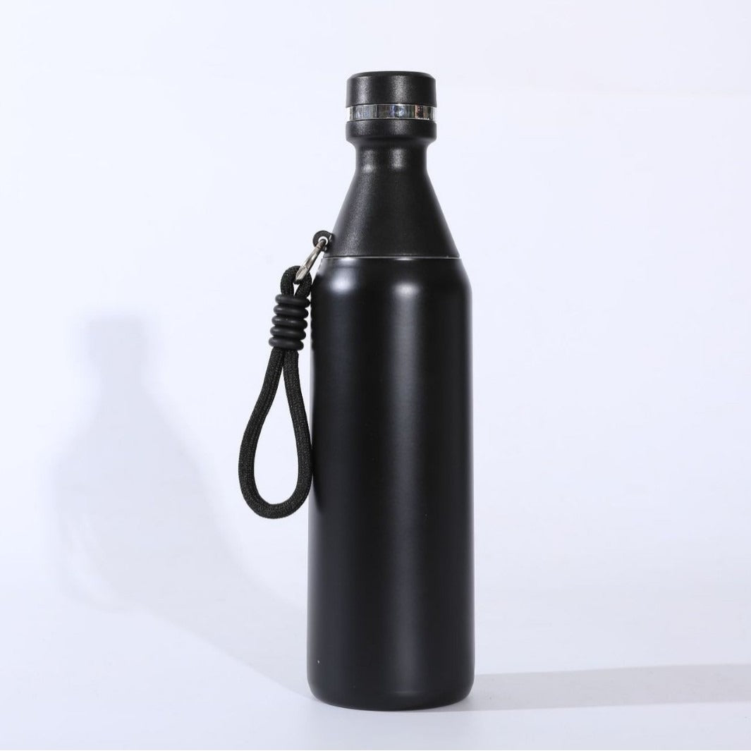 Ladies insulated stainless steel drinking bottle with practical carrying handle Bowlift