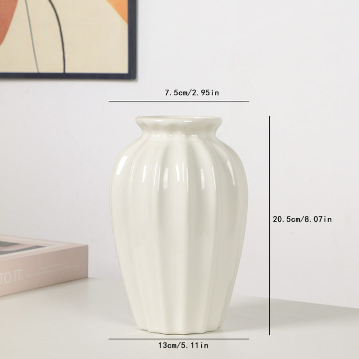 Elegant Pleated Ceramic Flower Vase Bowlift