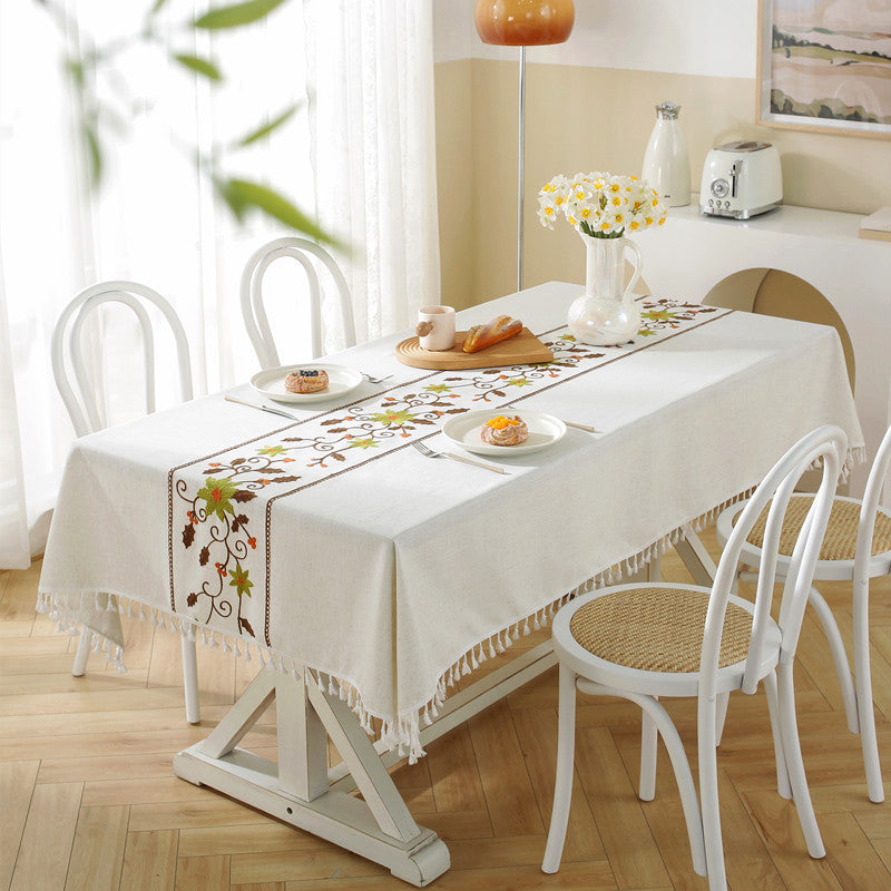 Elegant Geometric Fringe Tablecloth