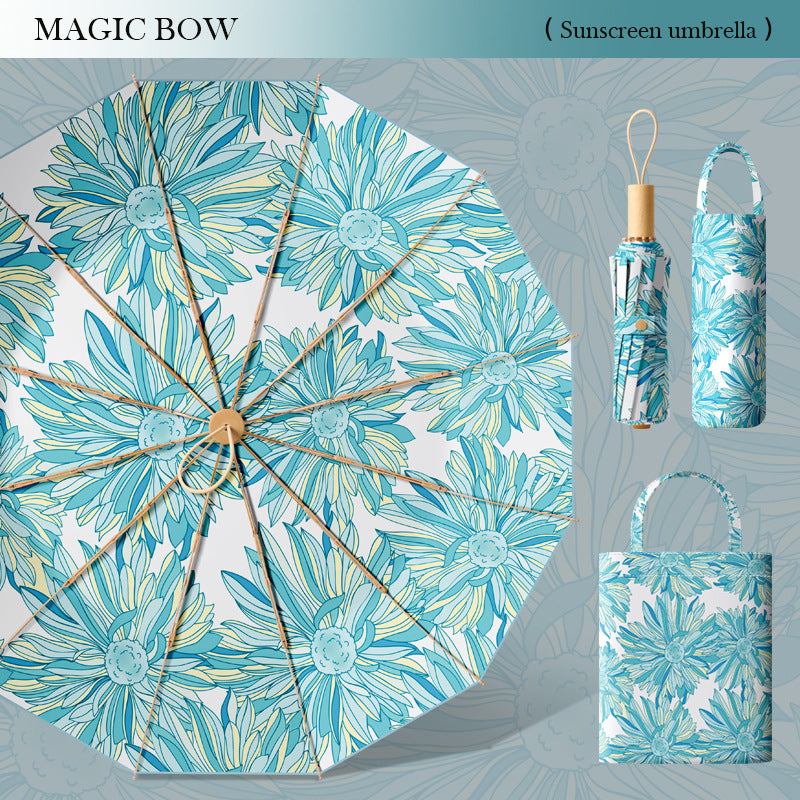 Ladies sun protection umbrella with elegant floral design Bowlift