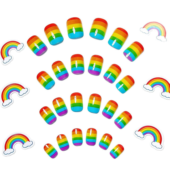 Creative Acrylic Nails in Rainbow Look Bowlift