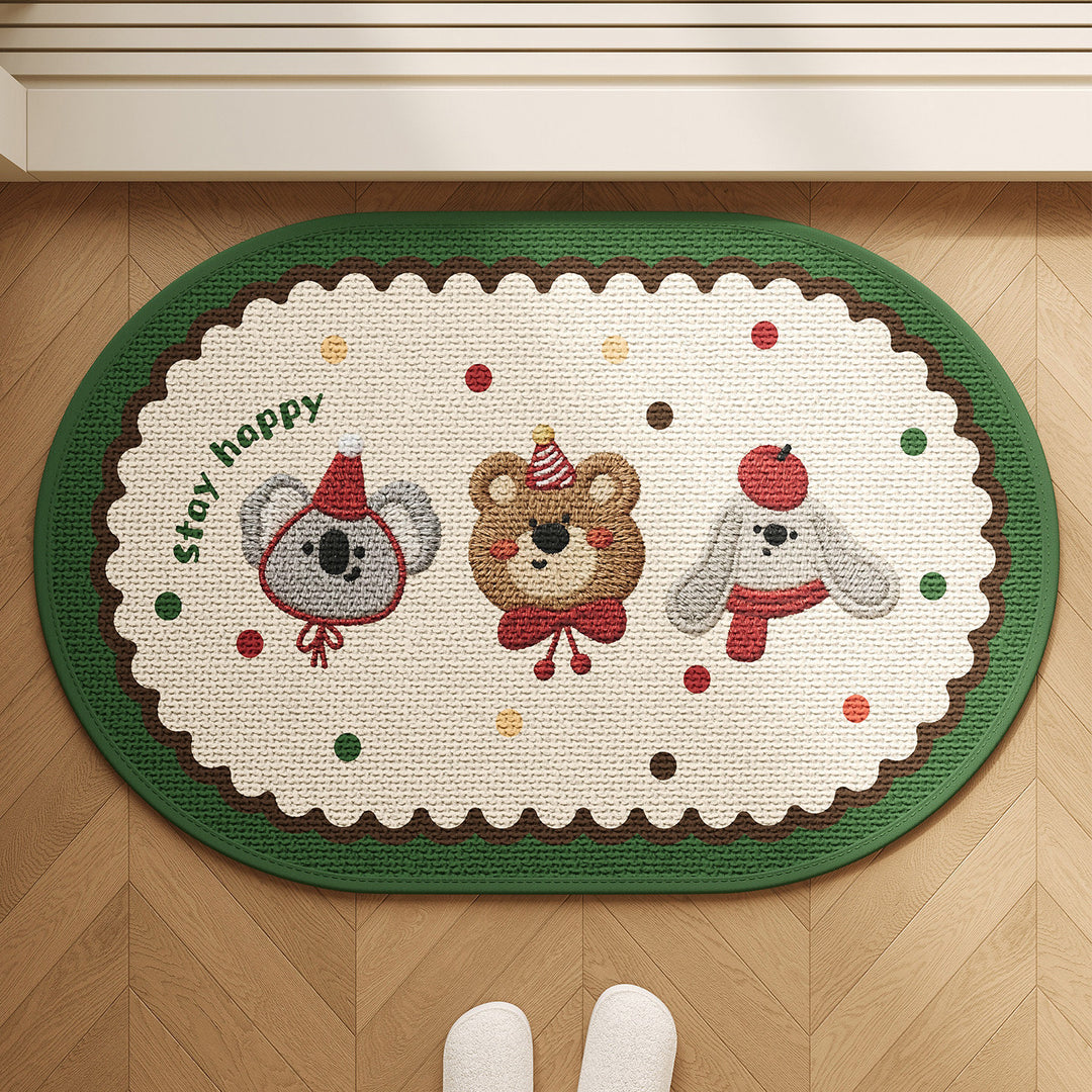 Playful Animal-Themed Welcome Mat Bowlift