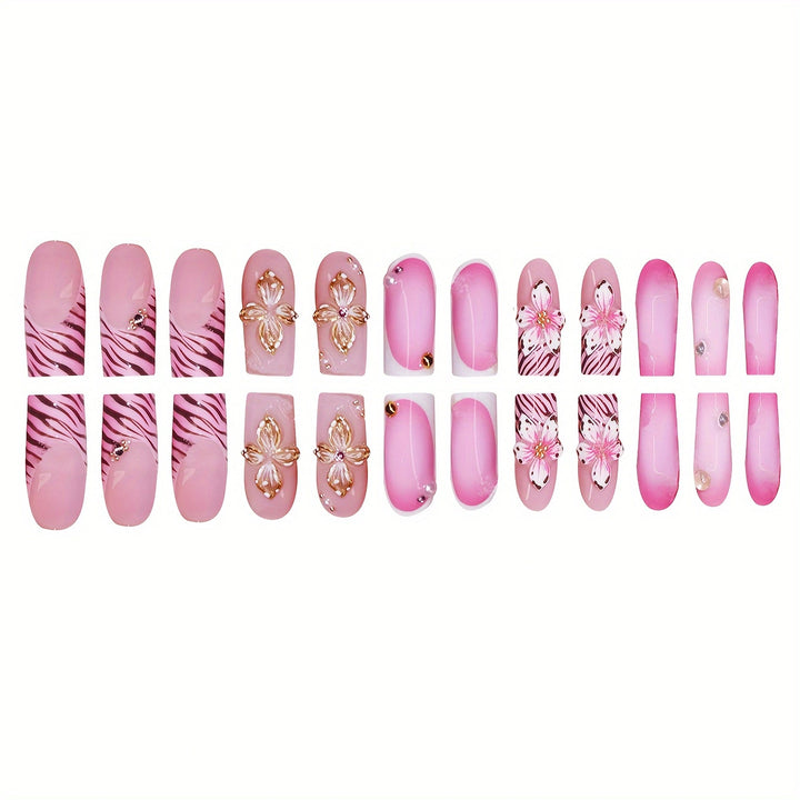 Artistic Floral 3D Press-On Nails Bowlift
