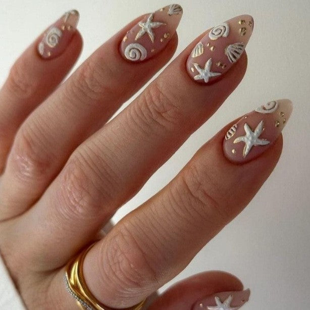 Coastal Themed Press-On Nails Bowlift