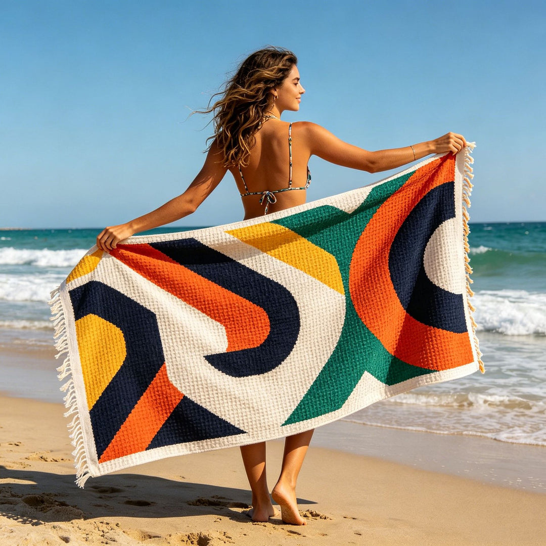 Multifunctional beach blanket with exotic floral pattern Bowlift