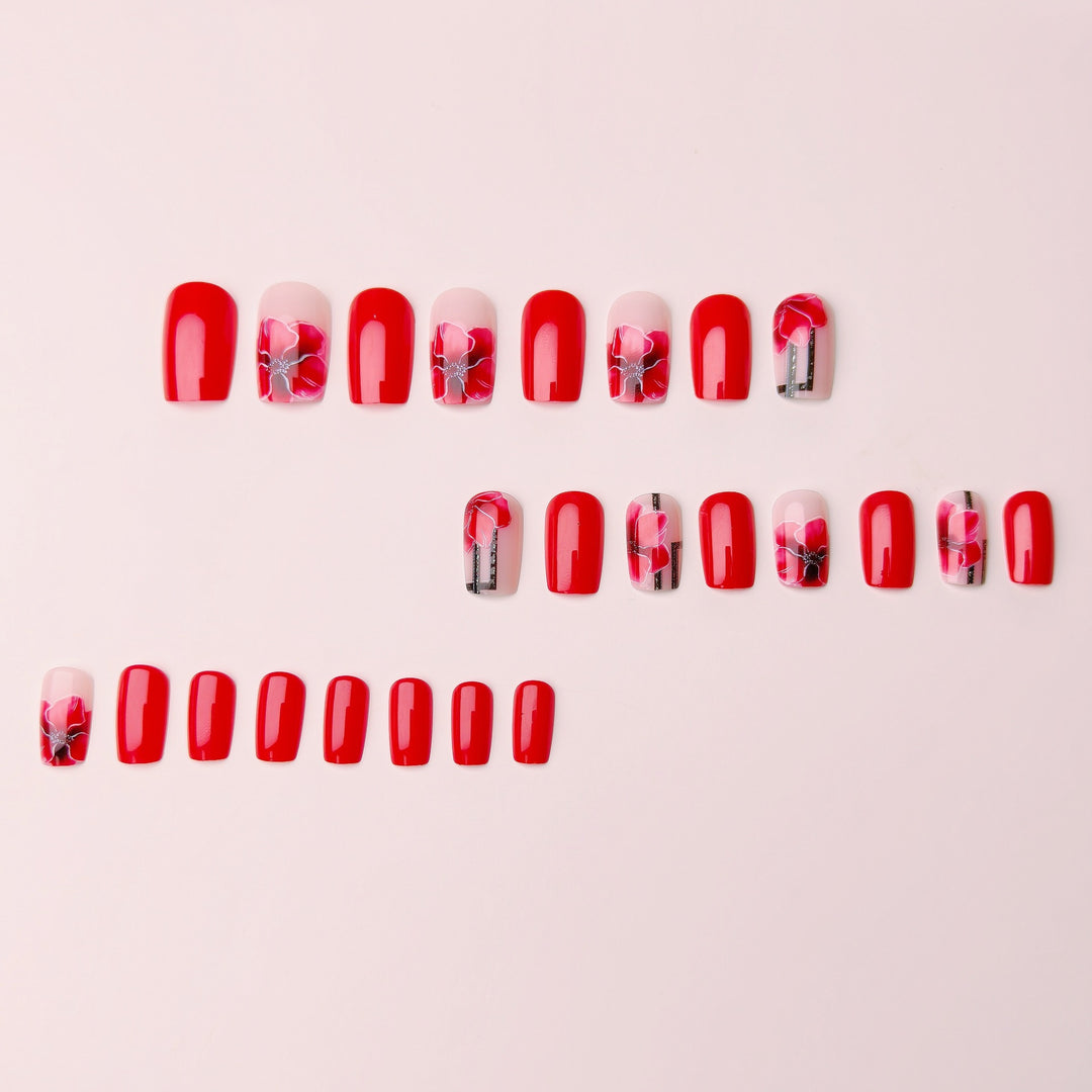 Creative Art Nails with Stylish Poppy Flower Design Bowlift