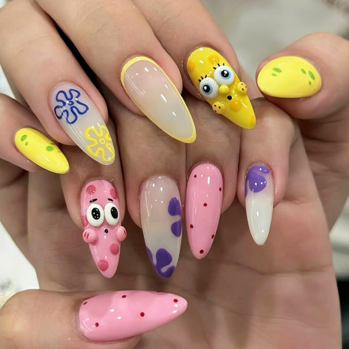Whimsical Cartoon Press-On Nail Set Bowlift