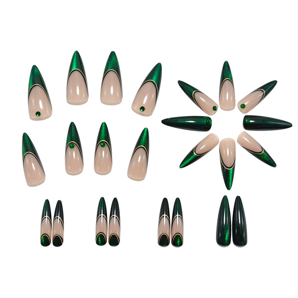 Artificial nails with elegant glitter gradient and modern accents Bowlift