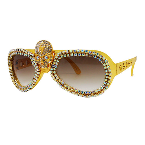 Women’s statement sunglasses with exceptional skull design and sparkling rhinestone frame Bowlift