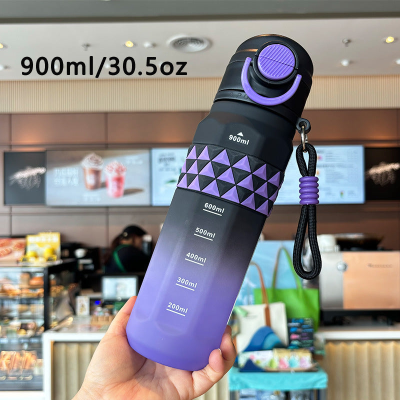 Ladies sporty water bottle with practical measuring scale Bowlift