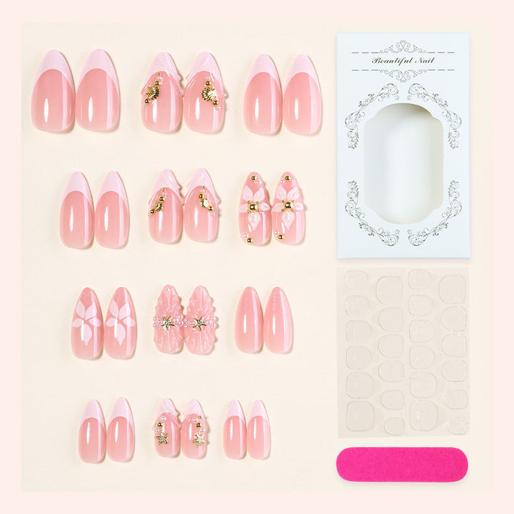 Creative Nail Art Set with Floral and Elegant Accents Bowlift