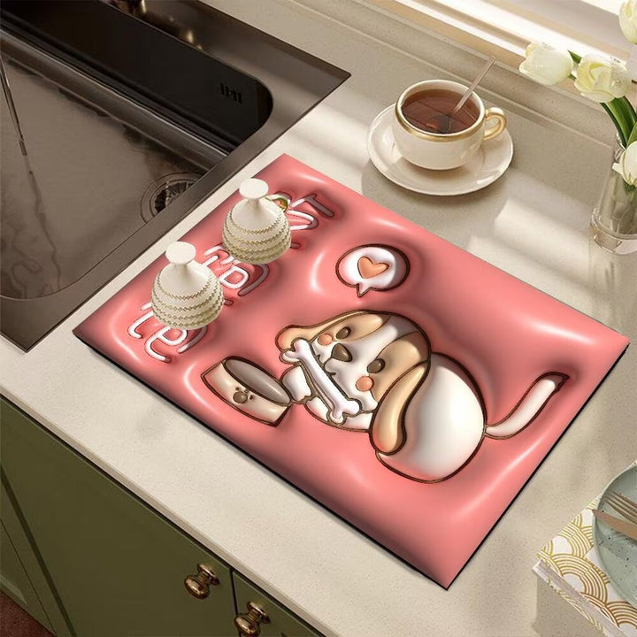 Cute Cartoon Dog-Themed Kitchen Mat Bowlift