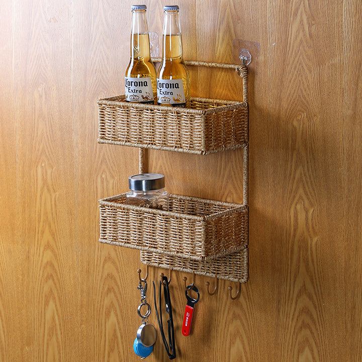 Two-Tiered Handwoven Storage Basket Bowlift