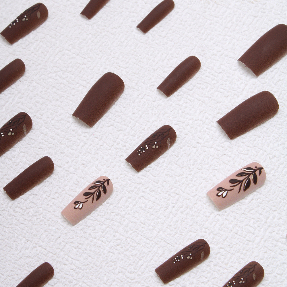 Elegant Floral Matte Press-On Nails Bowlift