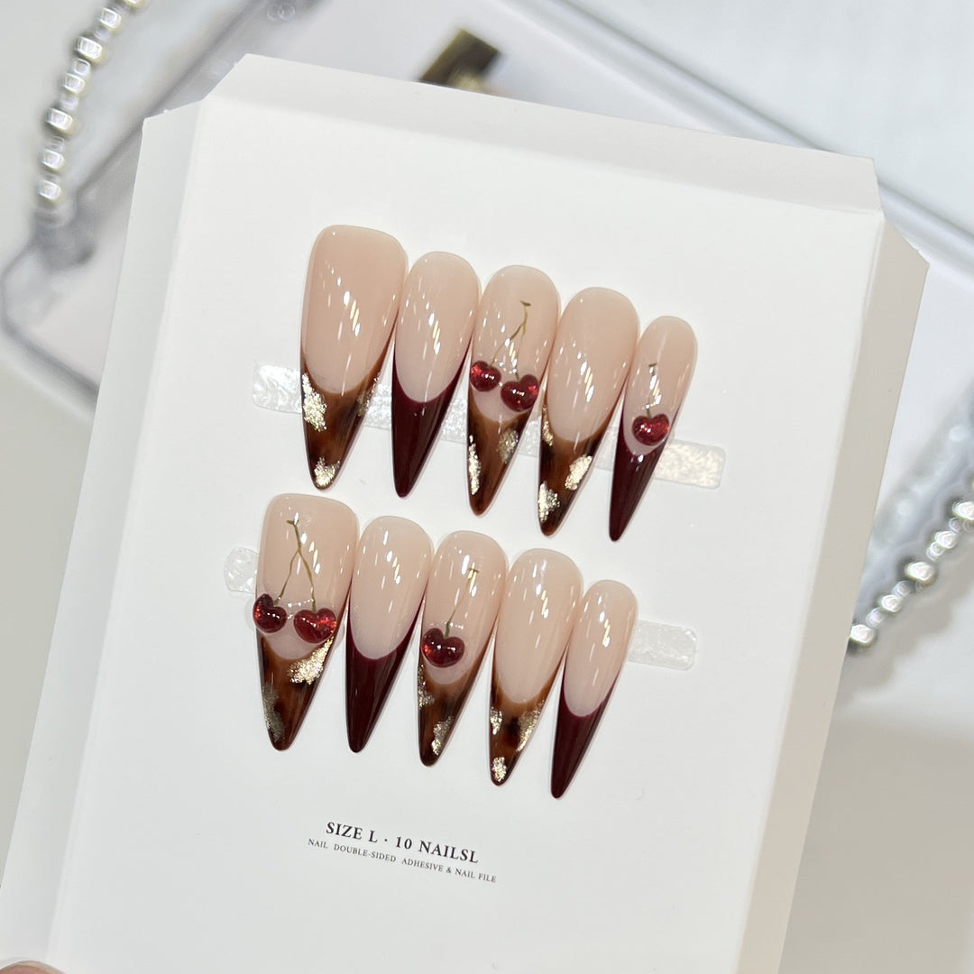 Artistic Floral Design Stiletto Press-On Nail Set Bowlift
