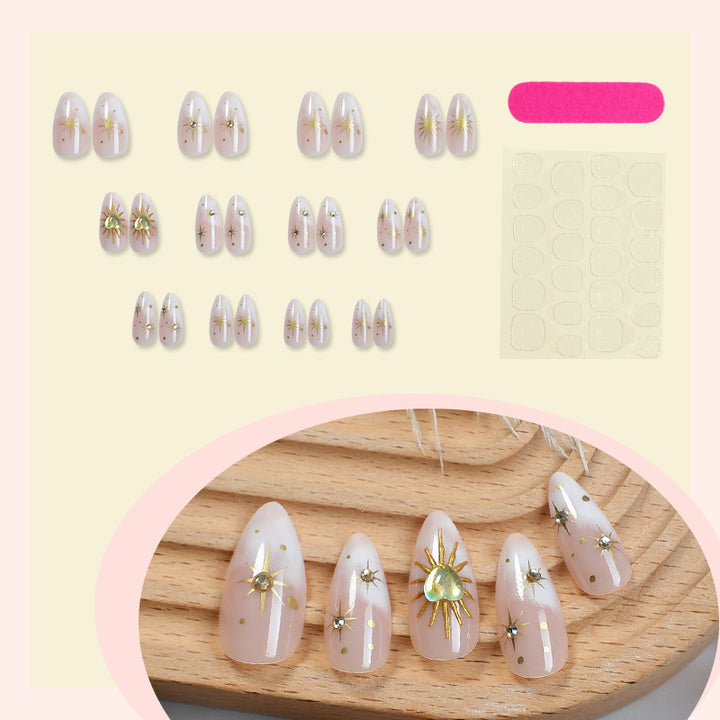 Acrylic nail set with sparkling star and glitter designs Bowlift