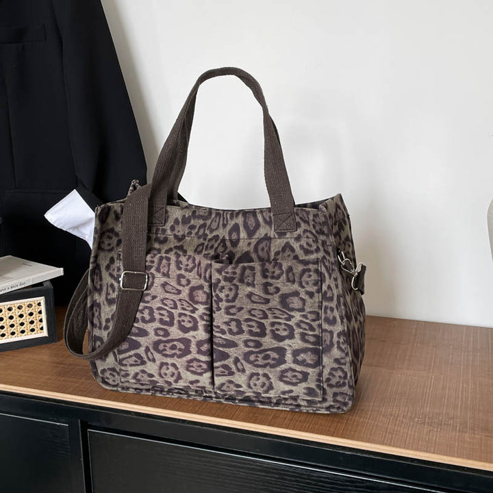 WoChic Leopard Print Utility Tote Bag Bowlift