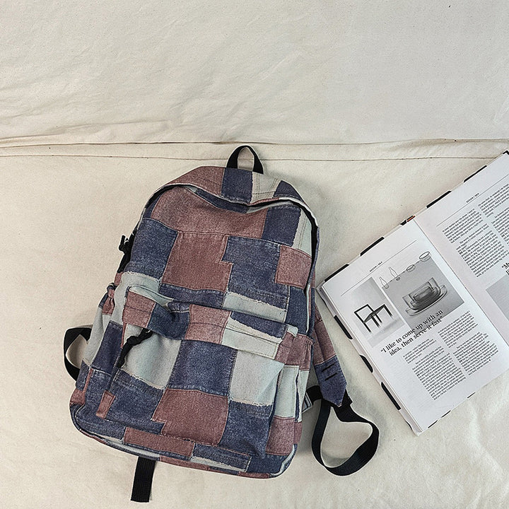 Eco-Friendly Denim Patchwork Backpack