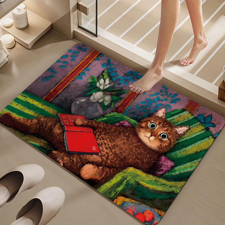 Cartoon Cat-Themed Bath Mat Bowlift