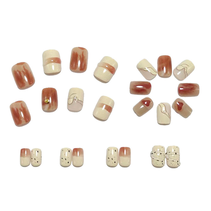 Artificial Nail Set with Elegant Marble Design Bowlift