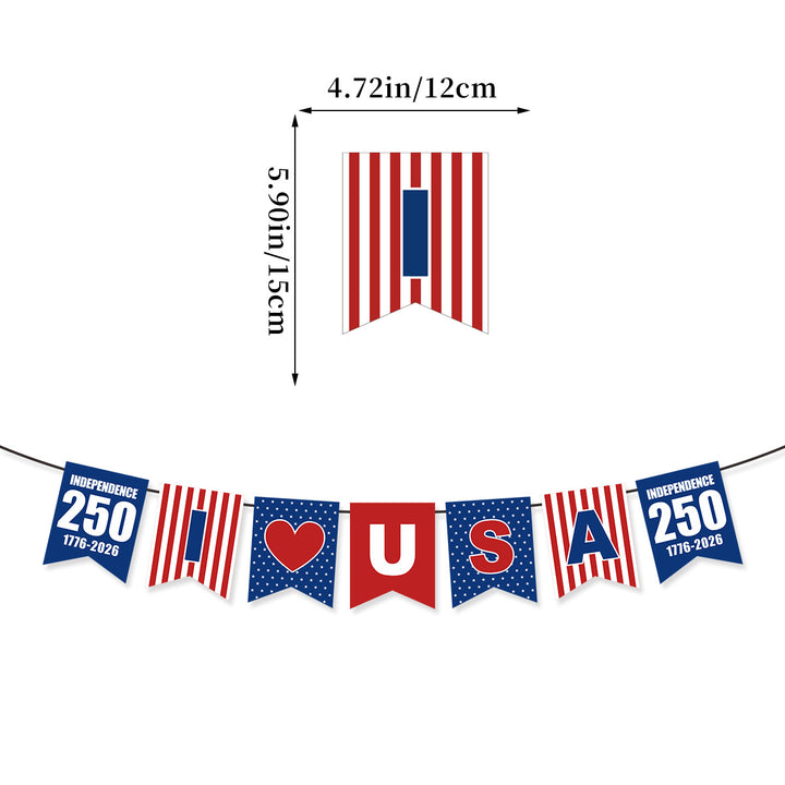 Unisex nan patriotic star and stripe multi-strand bunting garland banner set Bowlift