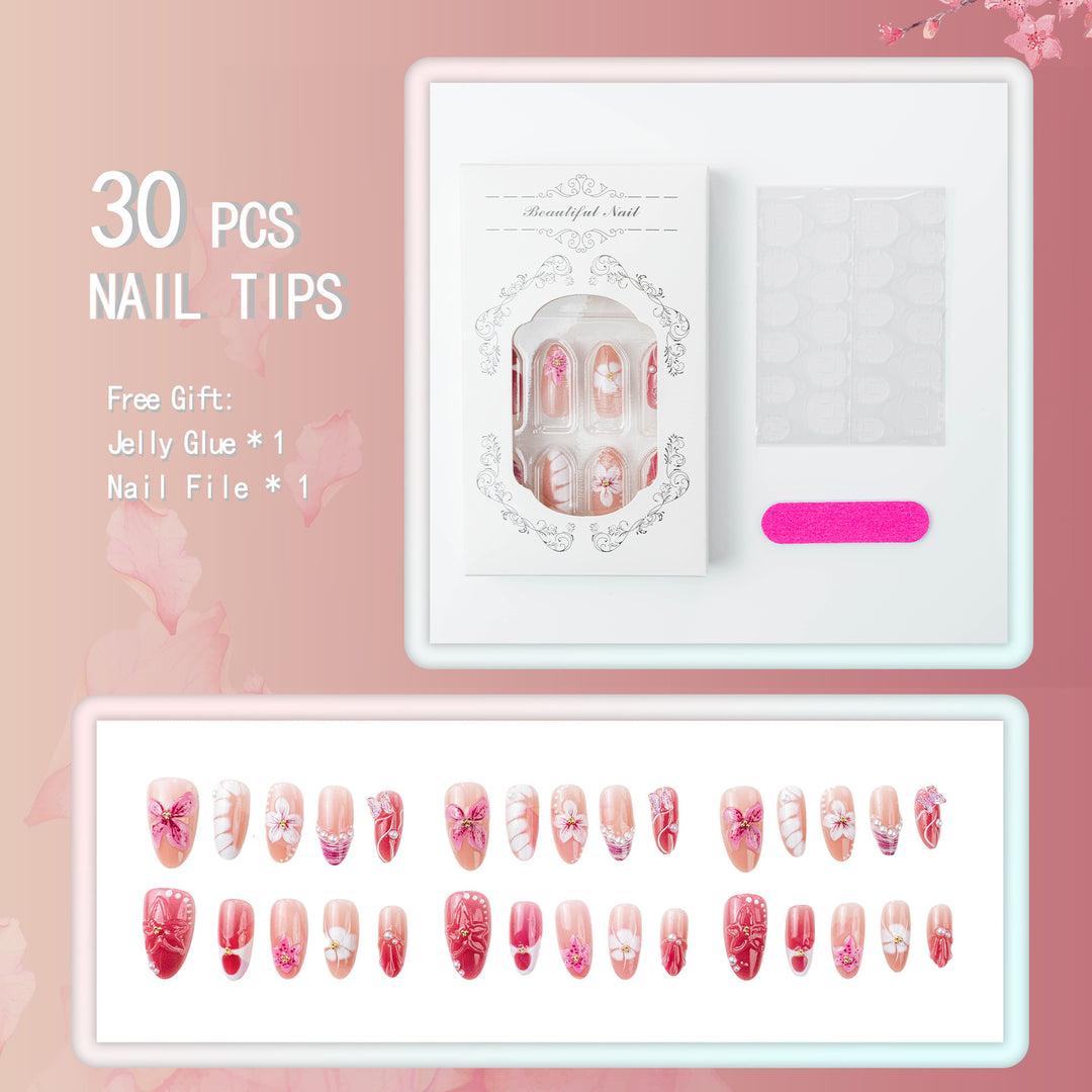 Creative Nail Art Set with Floral Accents Bowlift