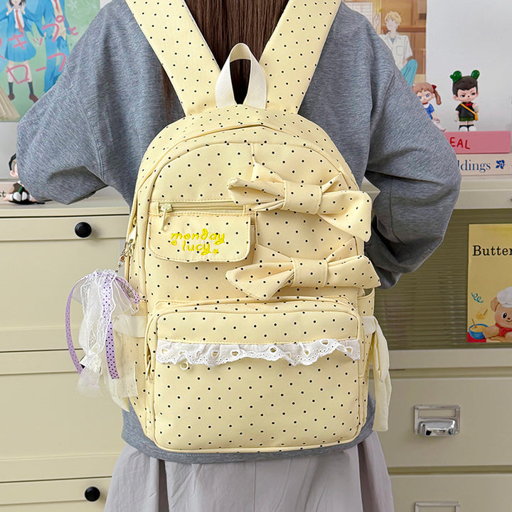 Backpack with Playful Bows and Practical Storage Solutions Bowlift