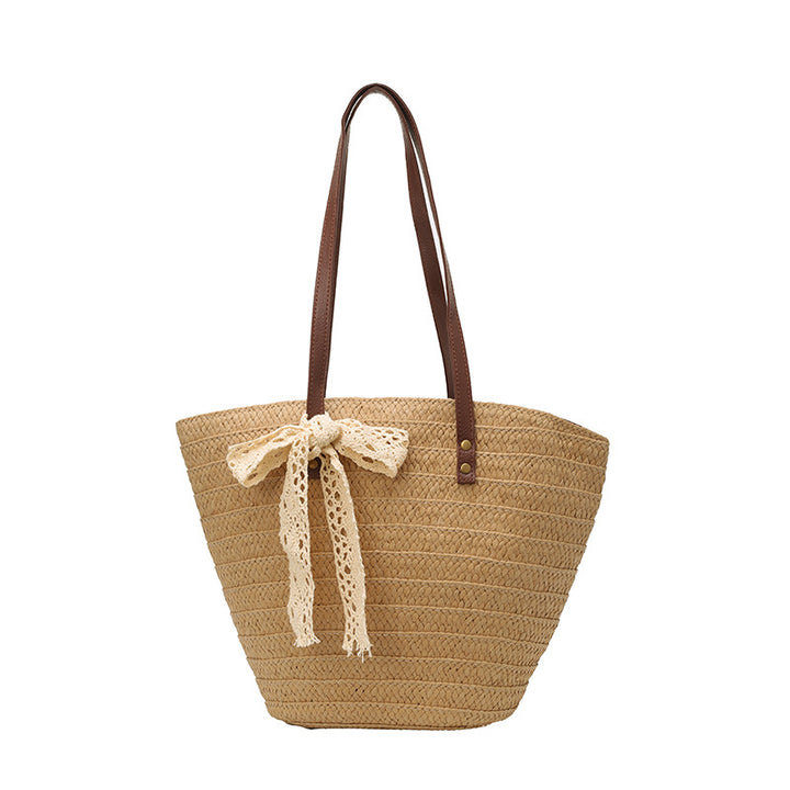 Woven Straw Beach Tote Bag