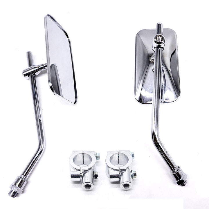 adjustable chrome motorcycle handlebar rearview mirrors with universal clamp mounts Bowlift