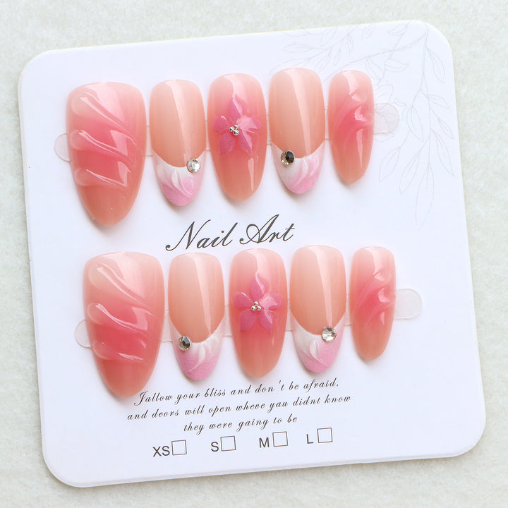 Floral Embellished Press-On Nail Set Bowlift