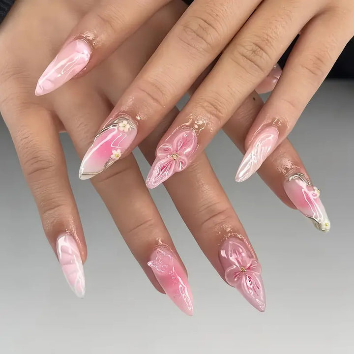 Decorative Floral Nail Art Extensions Bowlift