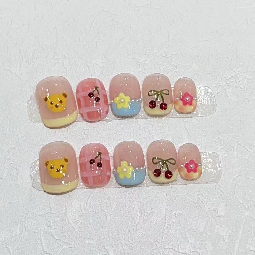 Whimsical Character Design Press-On Nail Set Bowlift