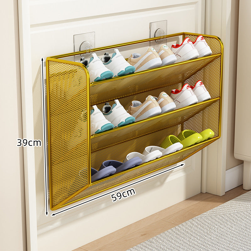 slim overdoor mesh shoe rack organizer with ventilated angled shelf Bowlift