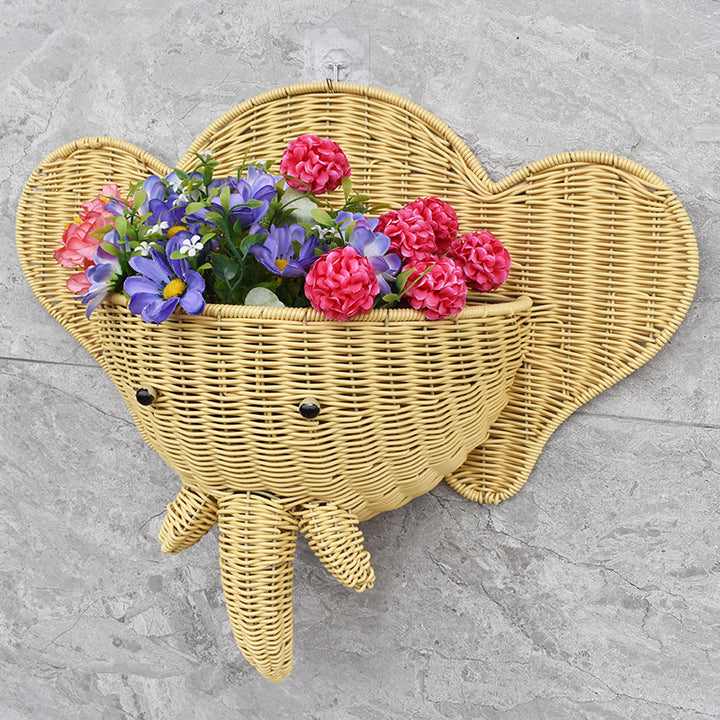 Decorative Elephant-Shaped Wall Basket Bowlift