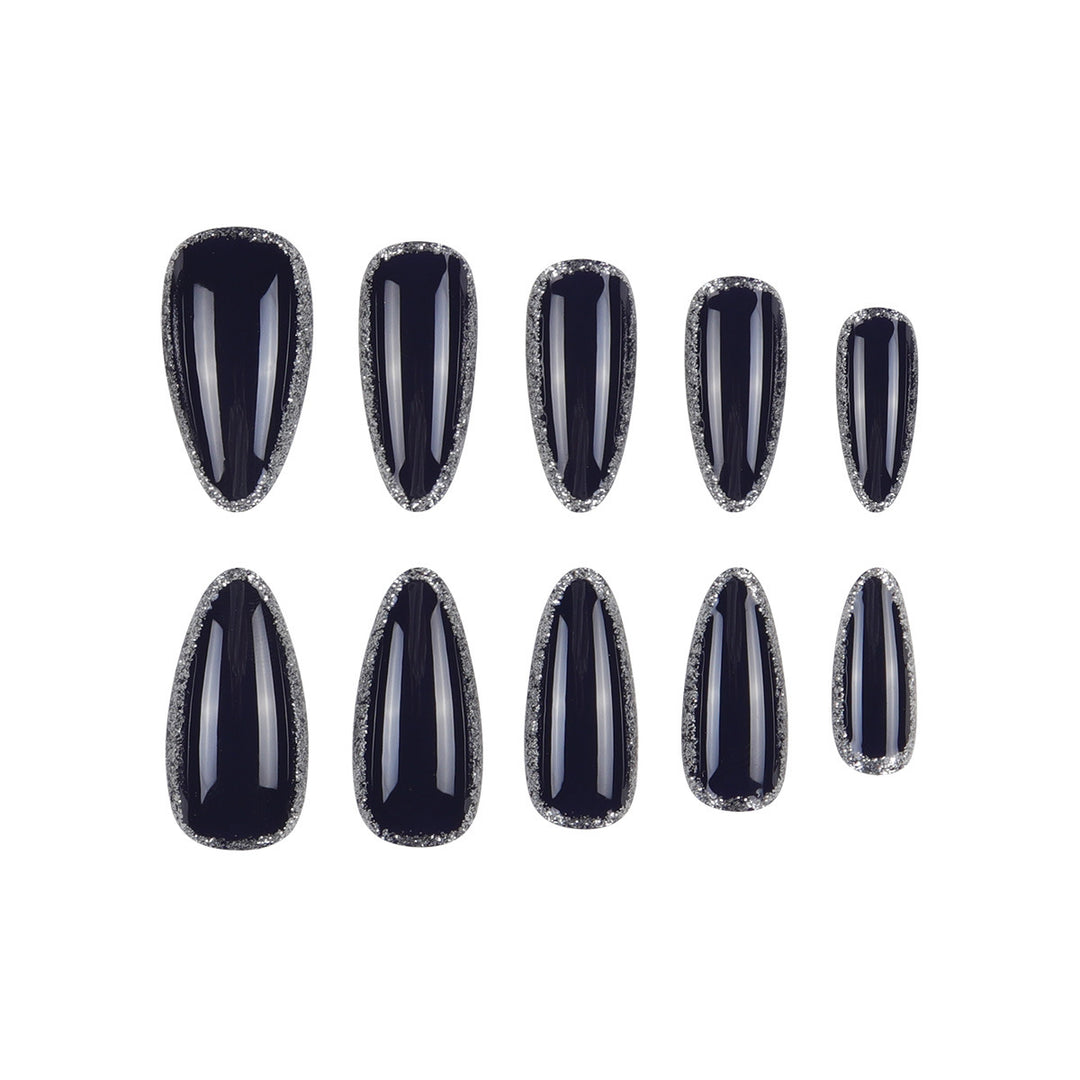 Elegant Stiletto Press-On Nails with Glitter Accent Bowlift