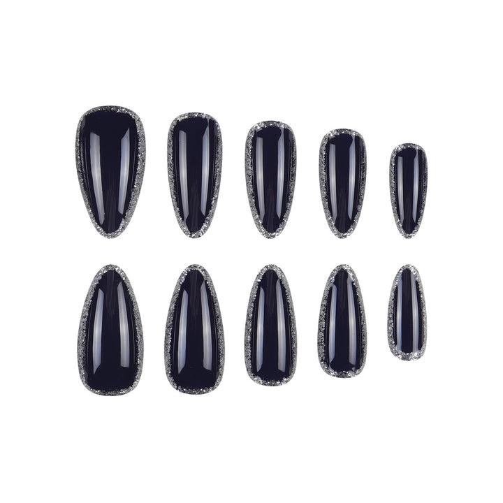 Elegant Stiletto Press-On Nails with Glitter Accent Bowlift