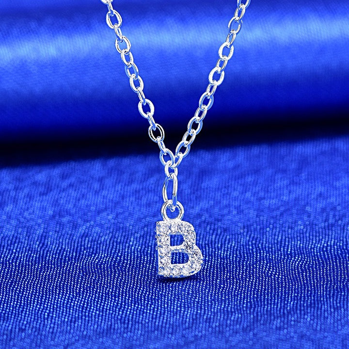 Dainty Pavé Cubic Zirconia Initial A Pendant Necklace Silver-Tone Chain Bowlift