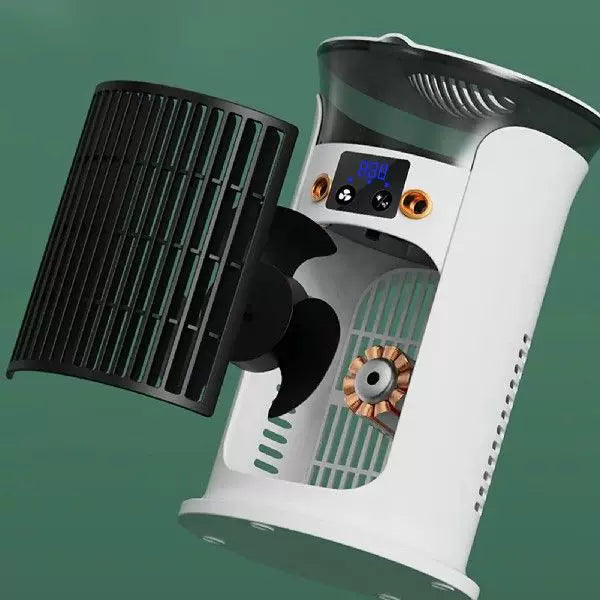 Unisex one size compact cylindrical digital personal cooling fan with programmable LED display and multi-speed settings Bowlift