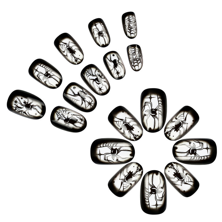 Creepy Spider-Themed Press-On Nail Art Set Bowlift