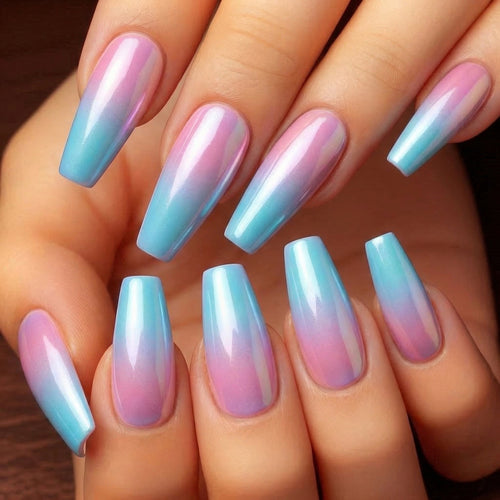 Artificial nails in modern glitter gradient design Bowlift