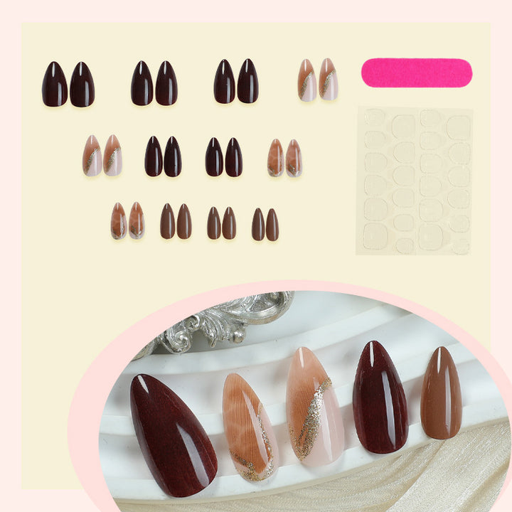 Press-On Nail Art Set with Elegant Marble and Glitter Accents Bowlift