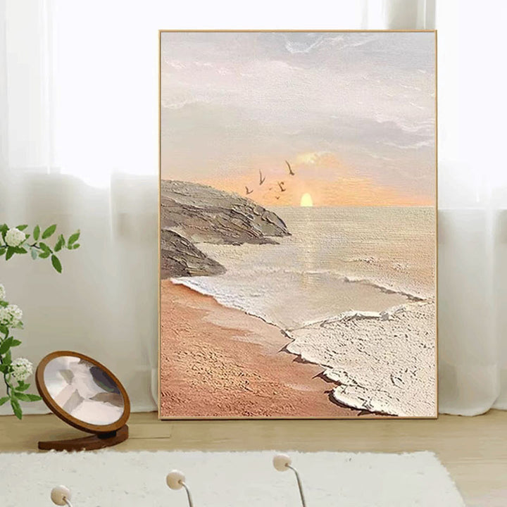 Textured Coastal Sunrise Canvas Artwork